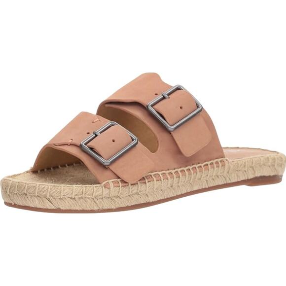 Splendid Blake Buckle Espadrille Leather Slide Sandals Size 6 Coastal Casual - Picture 2 of 10